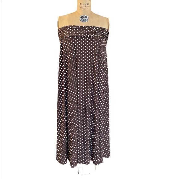 Brown and Cream Polka Dot Dress or Maxi skirt size Medium Petite - Picture 1 of 9
